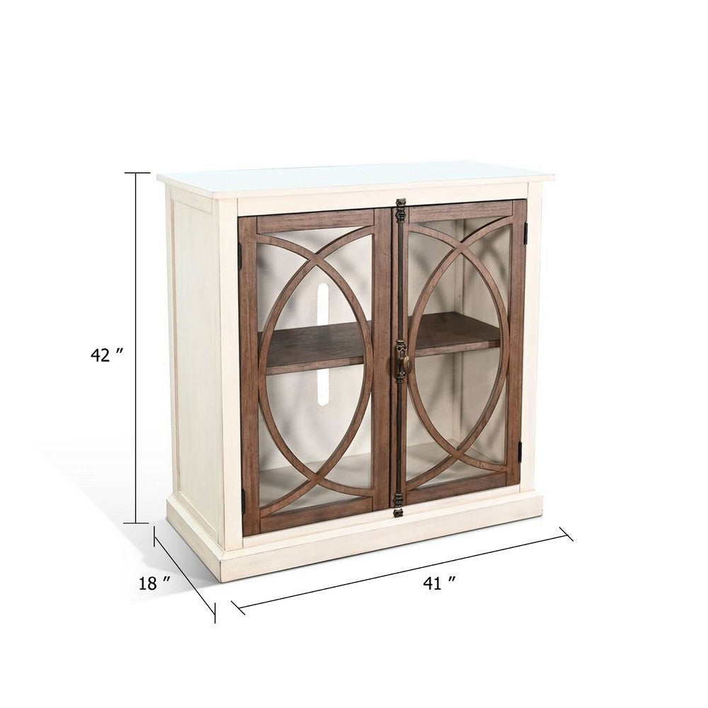 Ketty Accent Cabinet | Glass Doors | White Brown Mahogany Mindy Wood BM339868