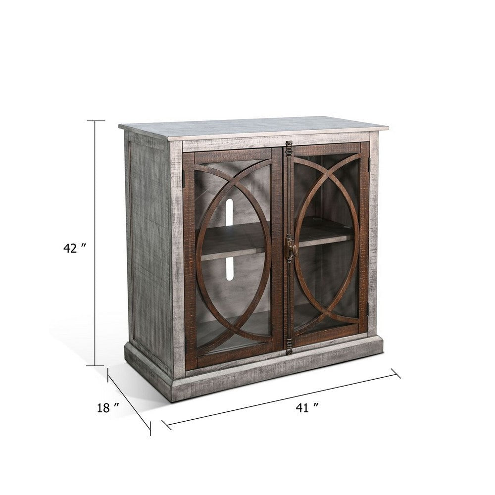 Ketty Accent Cabinet | Glass Doors | Gray Brown Mahogany Mindy Wood BM339869