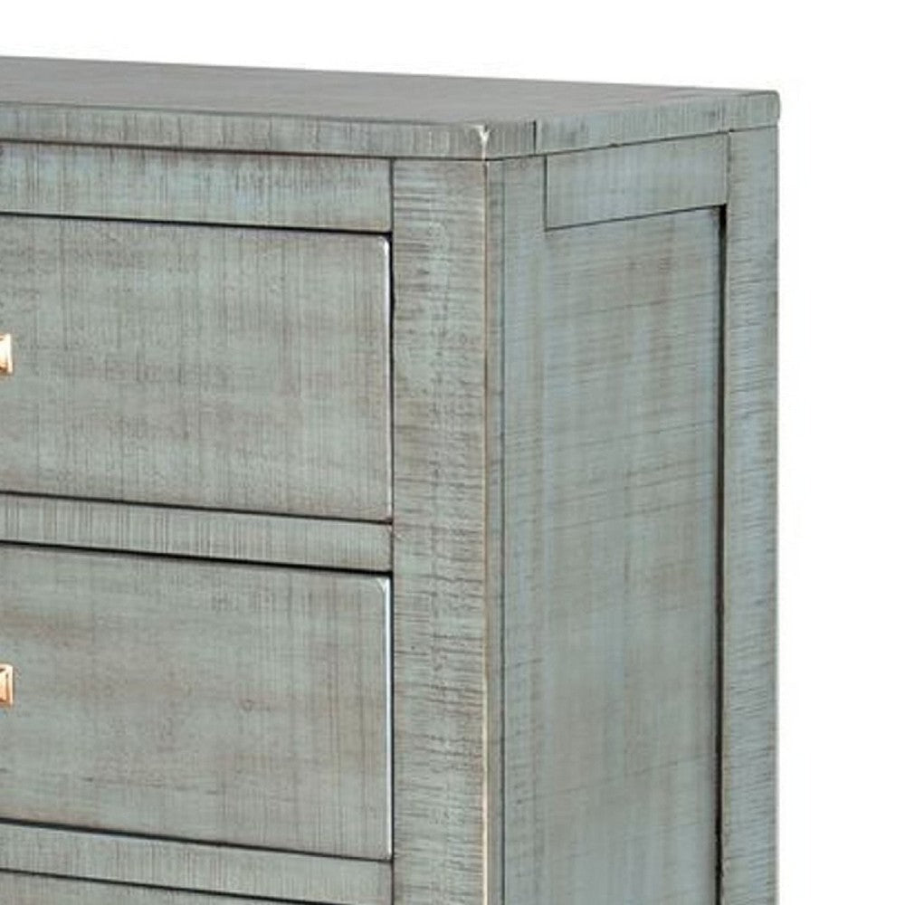 Amery Tall Dresser Chest | 4 Drawers | Blue Solid Mahogany Wood BM339870