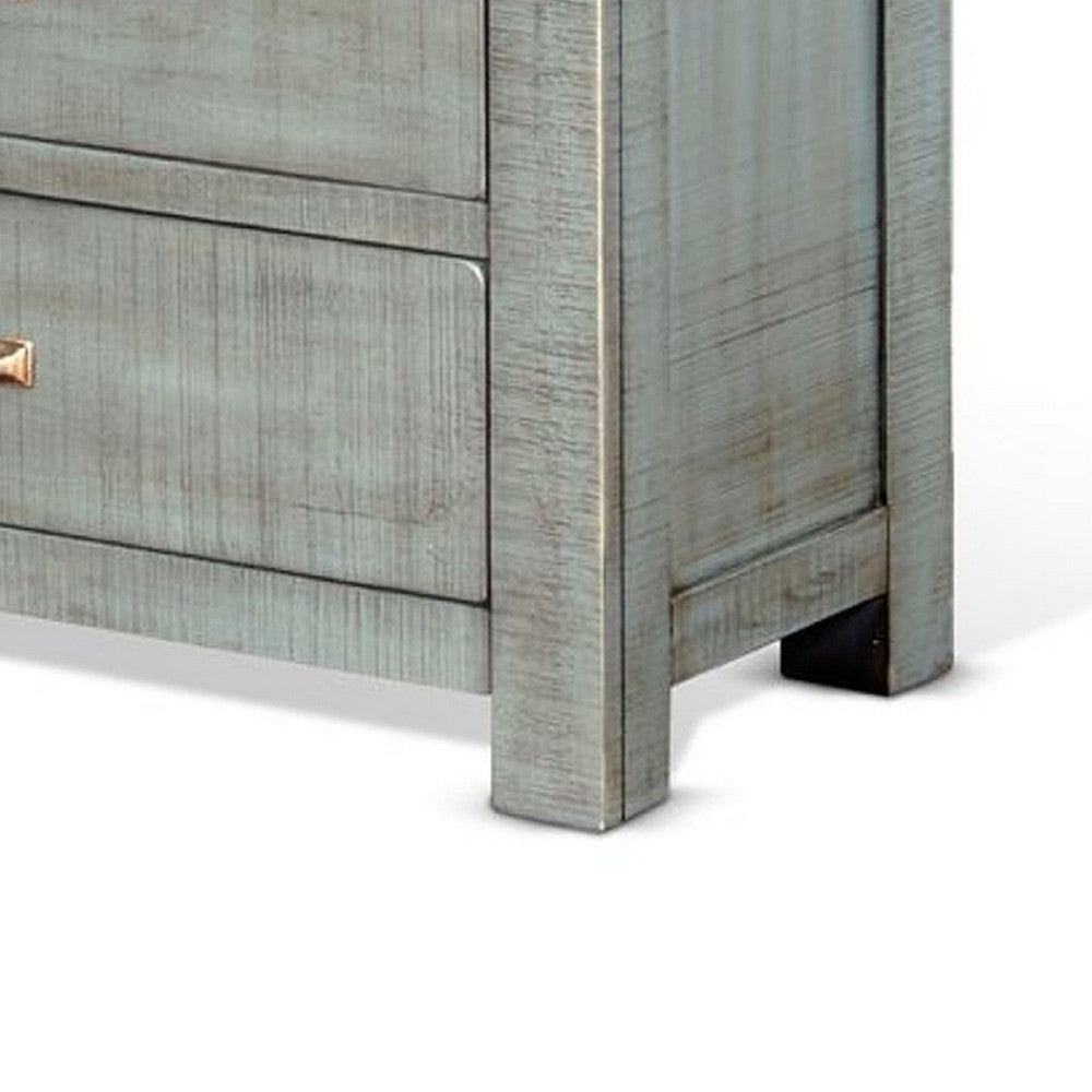 Amery Tall Dresser Chest | 4 Drawers | Blue Solid Mahogany Wood BM339870