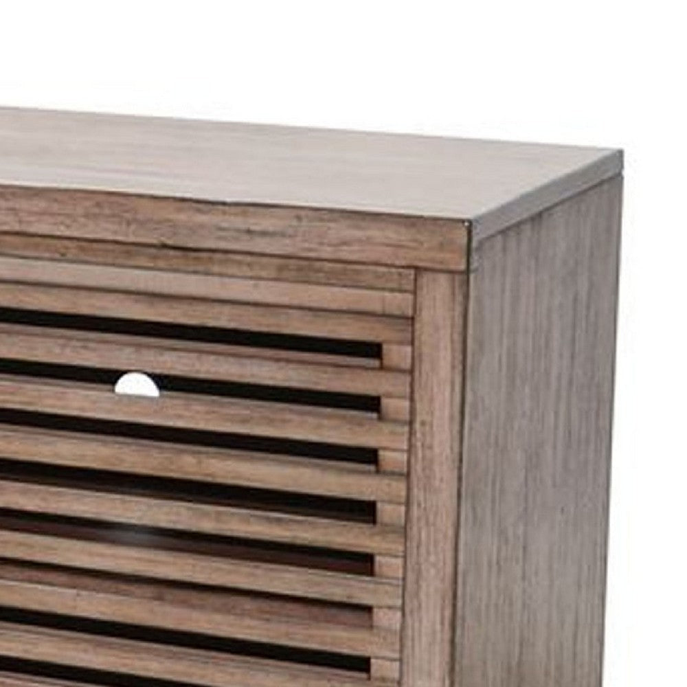 Jave TV Stand Media Cabinet | Slatted Doors | Shelves | Brown Wood 65’’ BM339871