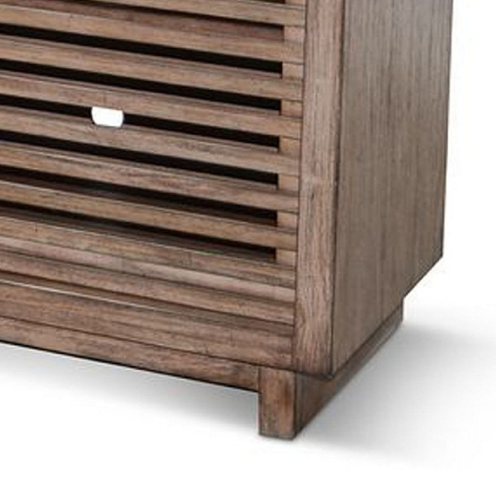 Jave TV Stand Media Cabinet | Slatted Doors | Shelves | Brown Wood 65’’ BM339871