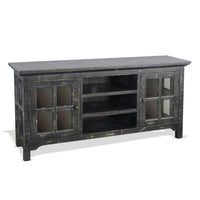 Kobe TV Stand Media Cabinet | Glass Doors | Farmhouse Black 62"