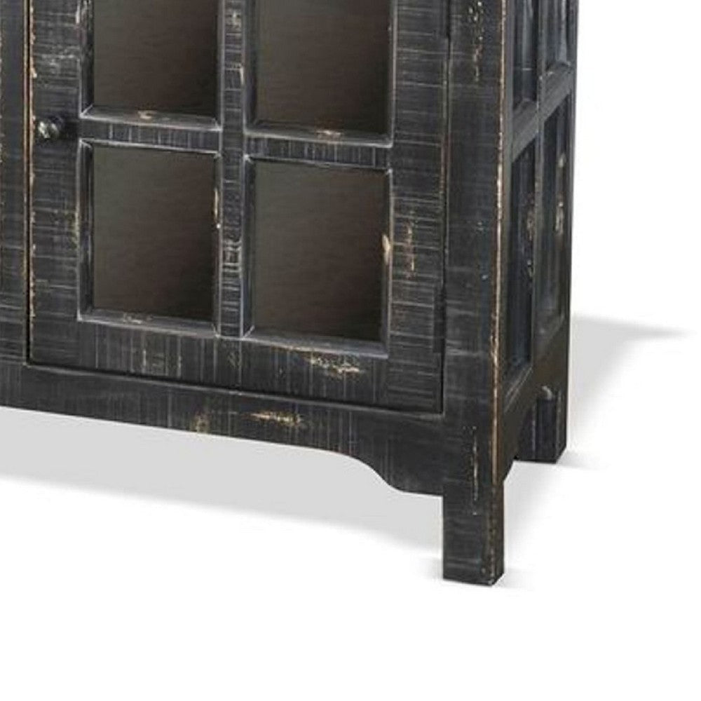 Kobe TV Stand Media Cabinet | Glass Doors | Farmhouse Black 62’’ BM339873