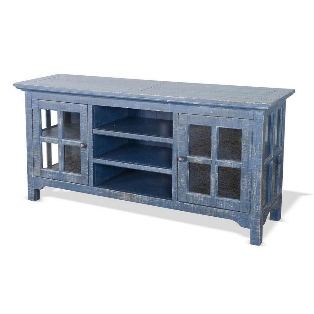 Kobe TV Stand Media Cabinet | Glass Doors | Farmhouse Blue 62’’ BM339874