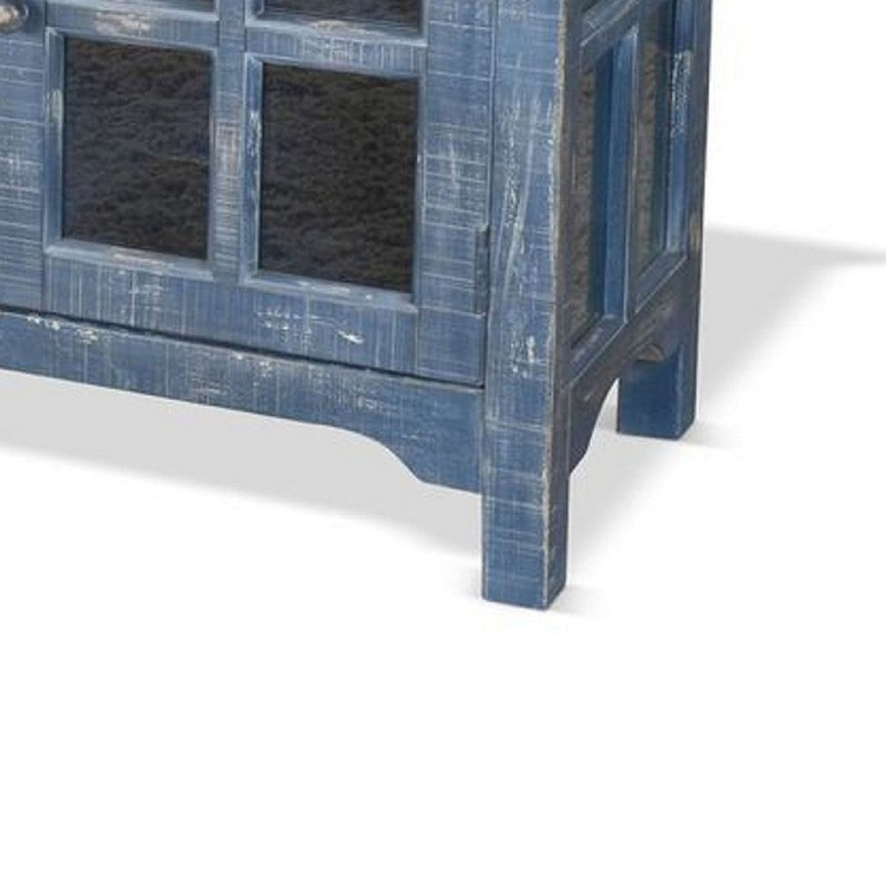 Kobe TV Stand Media Cabinet | Glass Doors | Farmhouse Blue 62’’ BM339874
