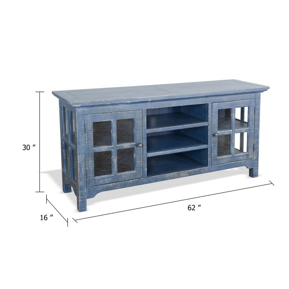 Kobe TV Stand Media Cabinet | Glass Doors | Farmhouse Blue 62’’ BM339874