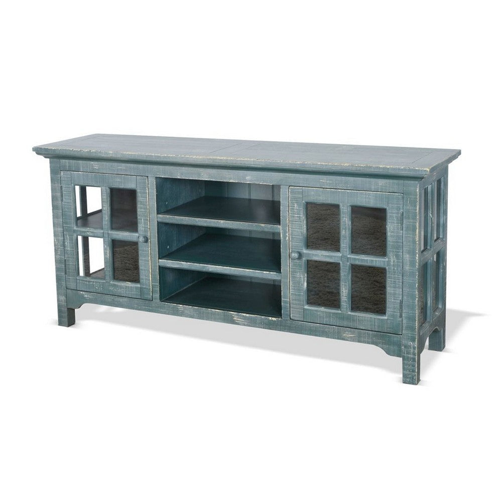 Kobe TV Stand Media Cabinet | Glass Doors | Farmhouse Green 62’’ BM339875