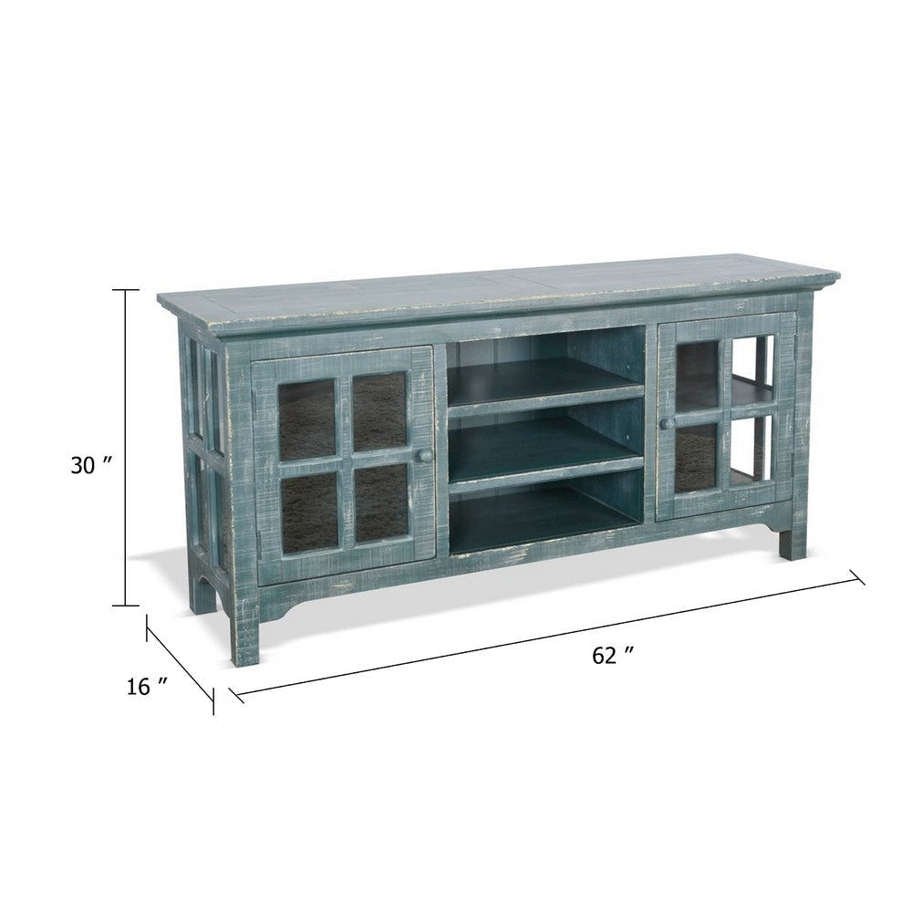 Kobe TV Stand Media Cabinet | Glass Doors | Farmhouse Green 62’’ BM339875