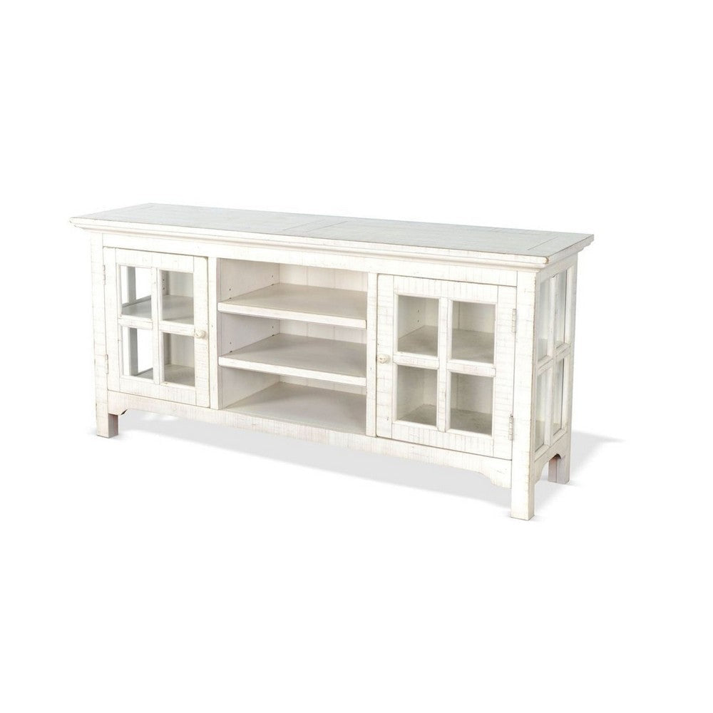 Kobe TV Stand Media Cabinet | Glass Doors | Farmhouse White 62’’ BM339876