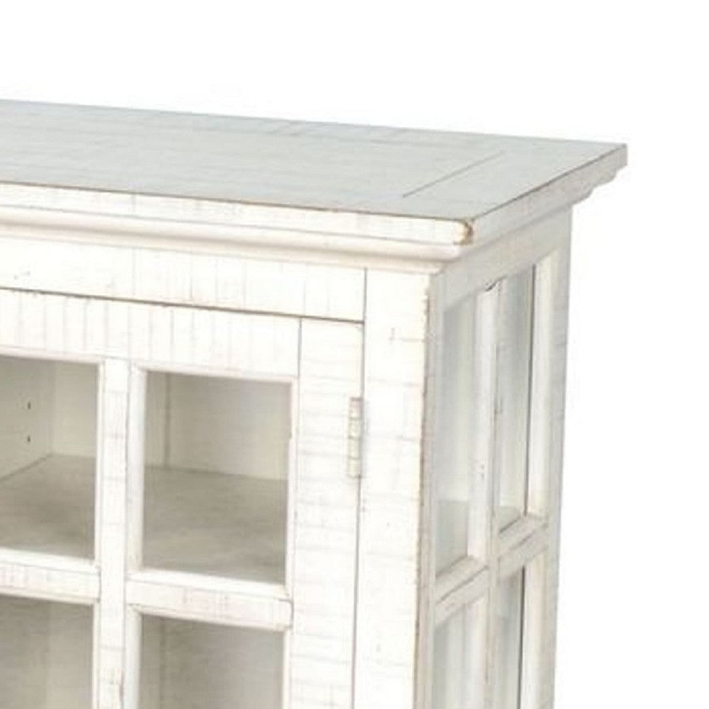 Kobe TV Stand Media Cabinet | Glass Doors | Farmhouse White 62’’ BM339876