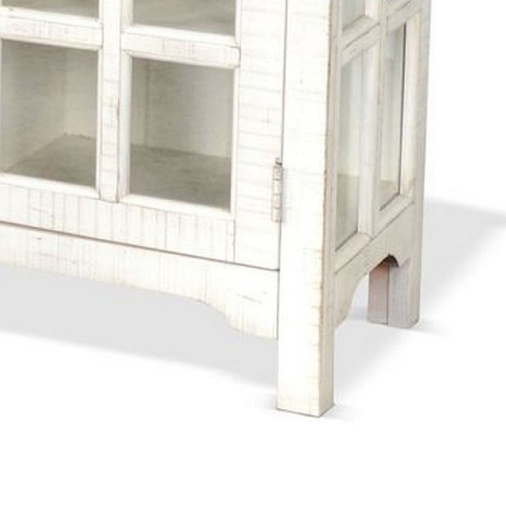 Kobe TV Stand Media Cabinet | Glass Doors | Farmhouse White 62’’ BM339876