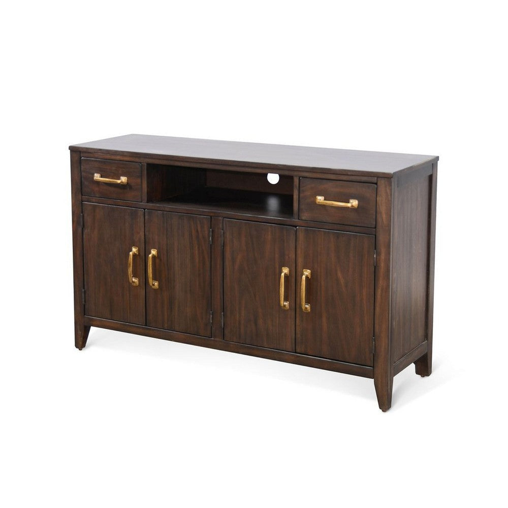 Karen Media Console | 2 Drawers 4 Doors | Brown 52’’ | Gold Accents BM339877