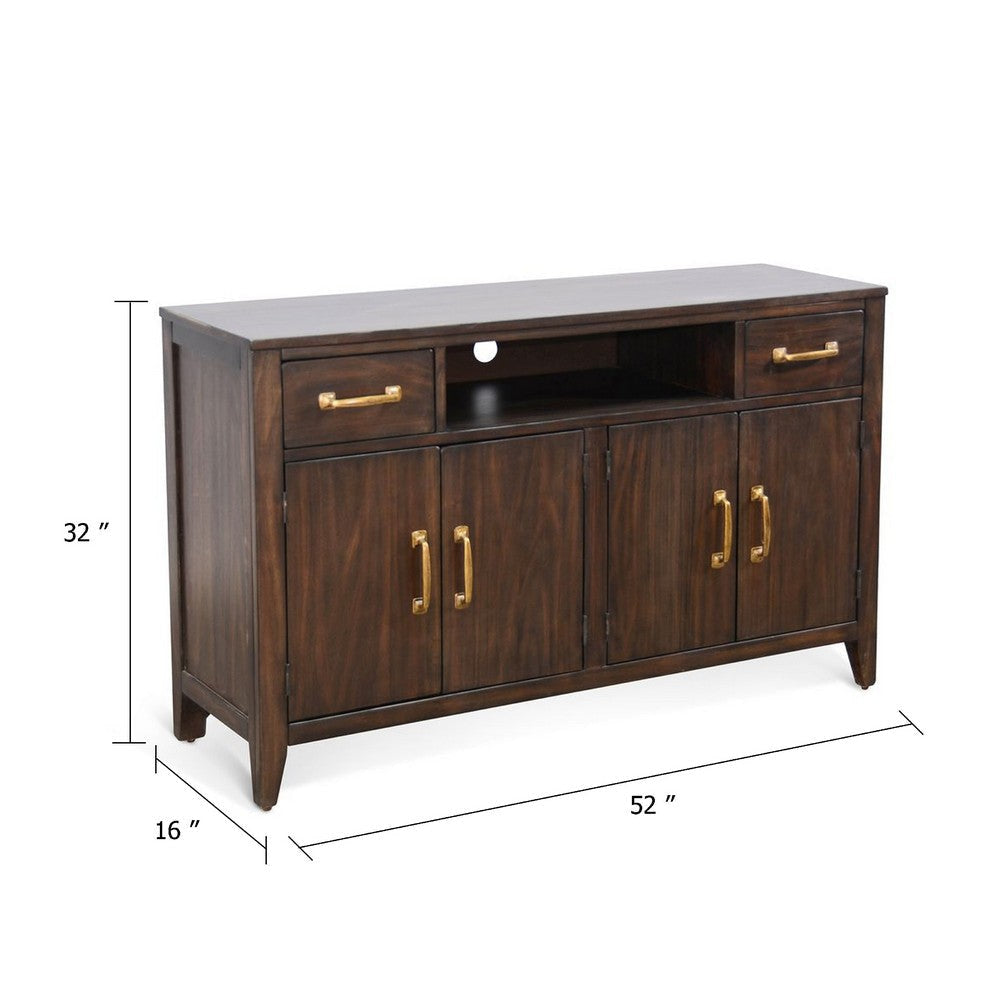 Karen Media Console | 2 Drawers 4 Doors | Brown 52’’ | Gold Accents BM339877