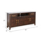Karen Media Console | Gold Accents | 2 Drawers 4 Doors | Brown 62’’ BM339878