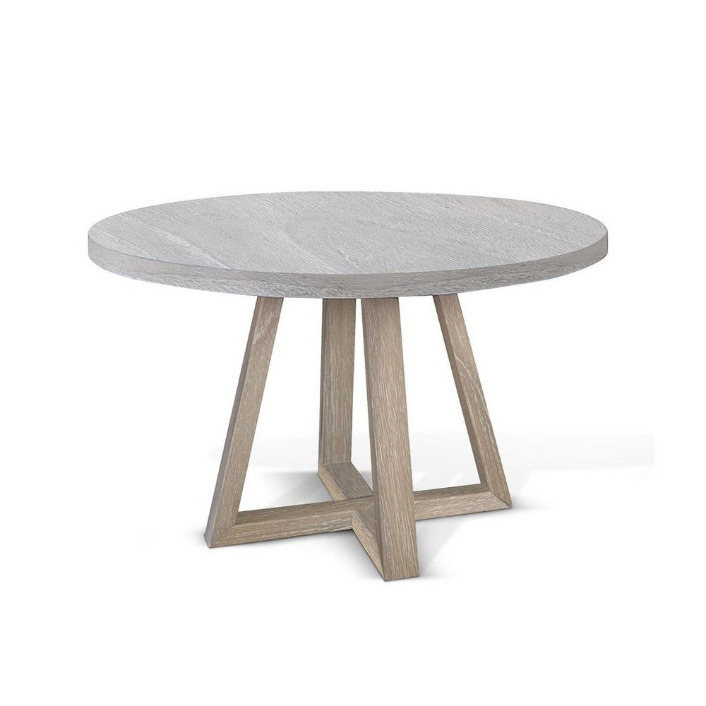 Dilly Dining Table | 60" Round | Pedestal Base | Wheat Light Gray Wood