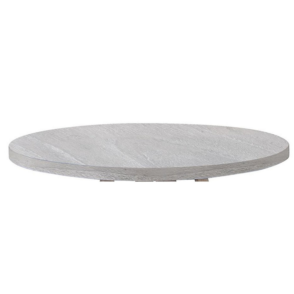 Dilly Dining Table | 60" Round | Pedestal Base | Wheat Light Gray Wood