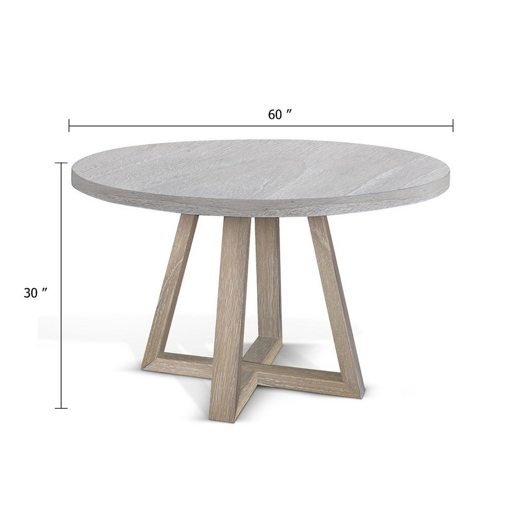 Dilly Dining Table | 60" Round | Pedestal Base | Wheat Light Gray Wood