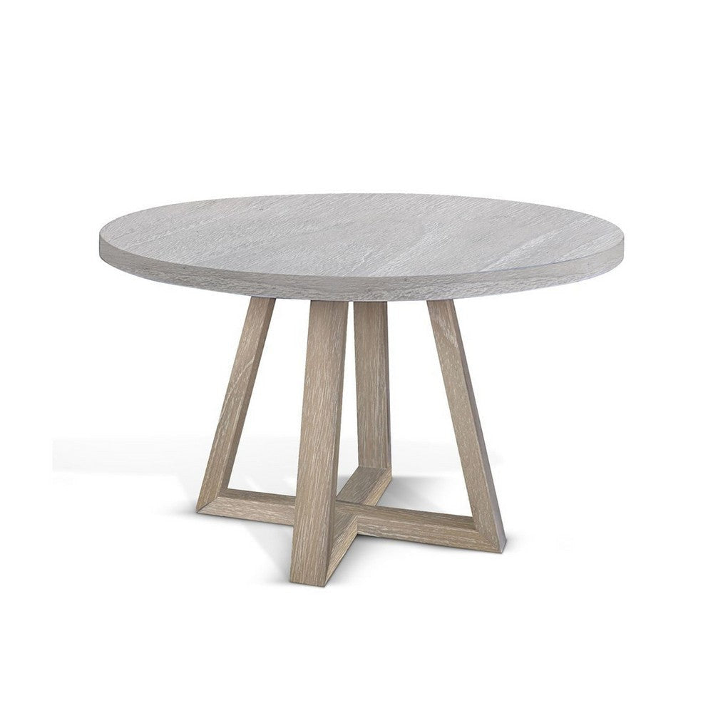 Dilly Dining Table | 60" Round | Pedestal Base | Wheat Light Gray Wood