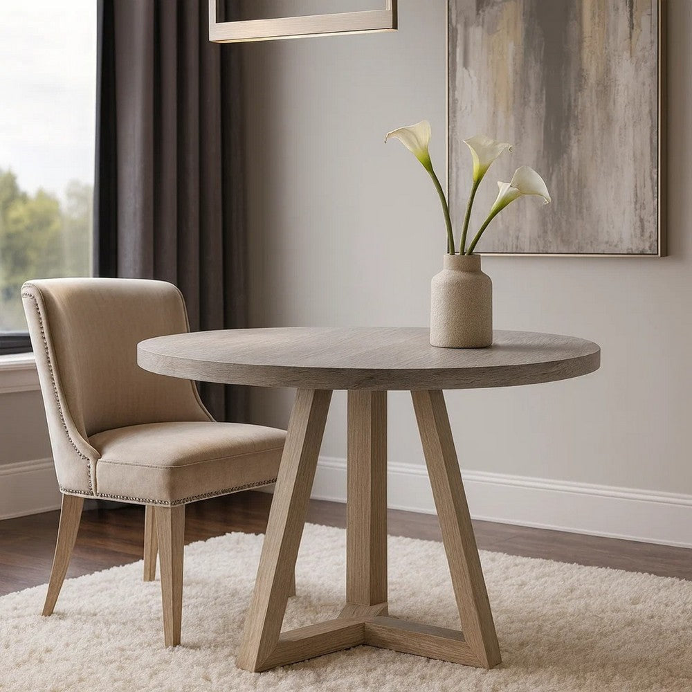 Dilly Dining Table | 60" Round | Pedestal Base | Wheat Light Gray Wood