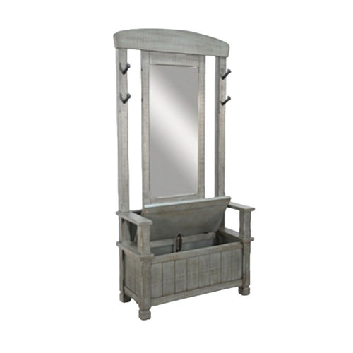 Dean Foyer Hall Tree | Portrait Mirror & Bench | Blue Mahogany Wood