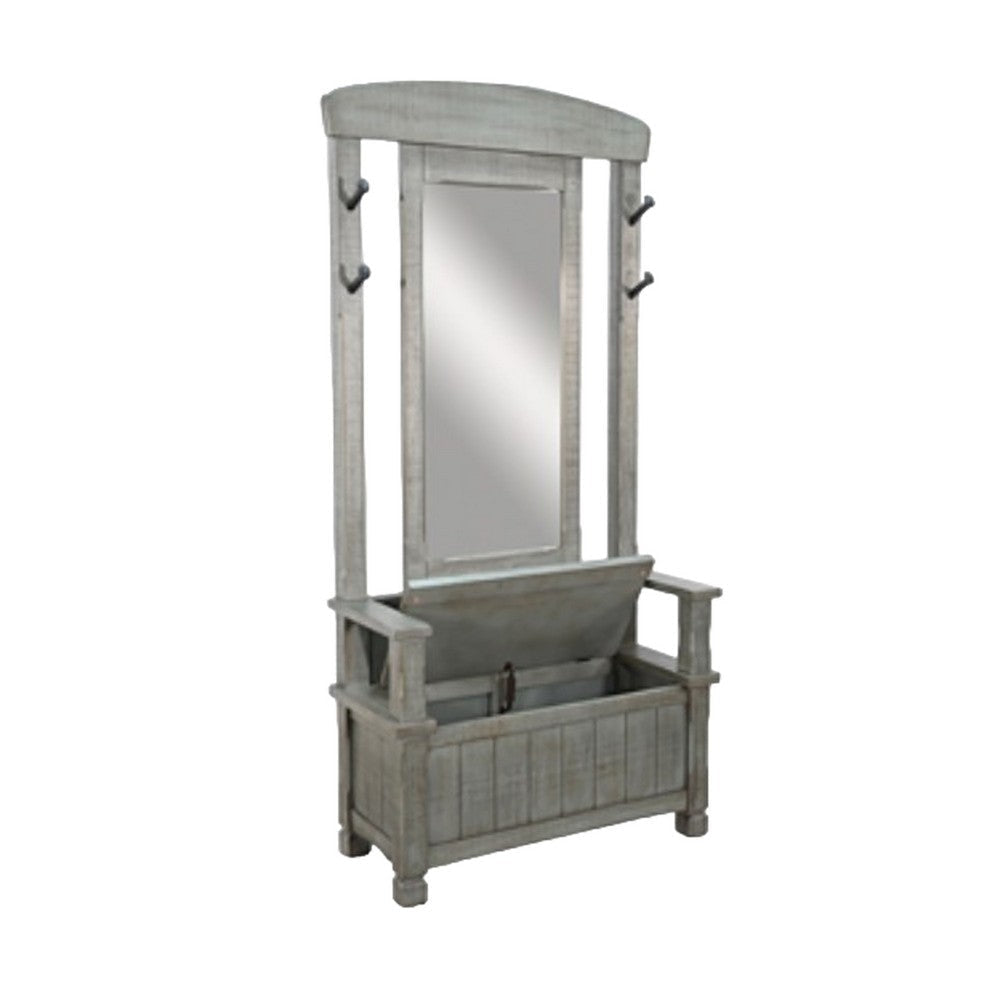 Dean Foyer Hall Tree | Portrait Mirror & Bench | Blue Mahogany Wood