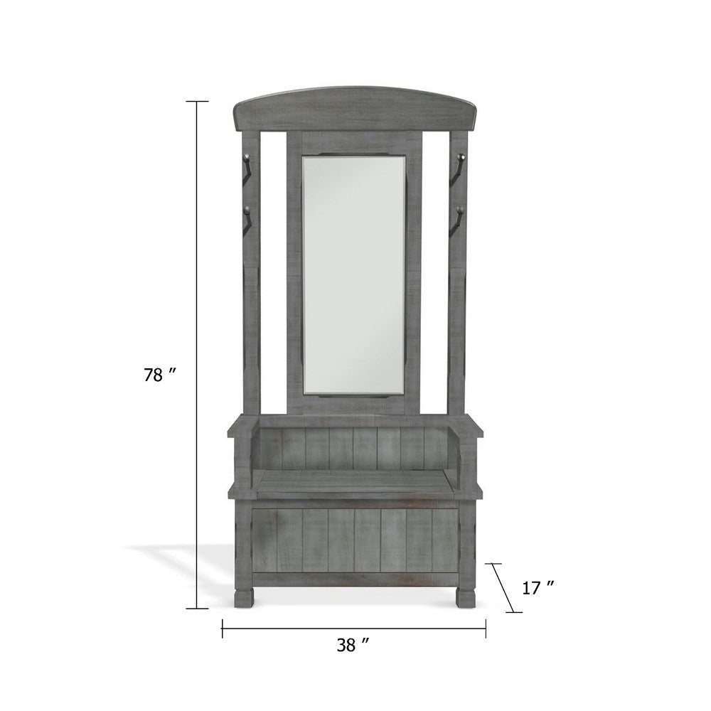 Dean Foyer Hall Tree | Portrait Mirror & Bench | Blue Mahogany Wood BM339883