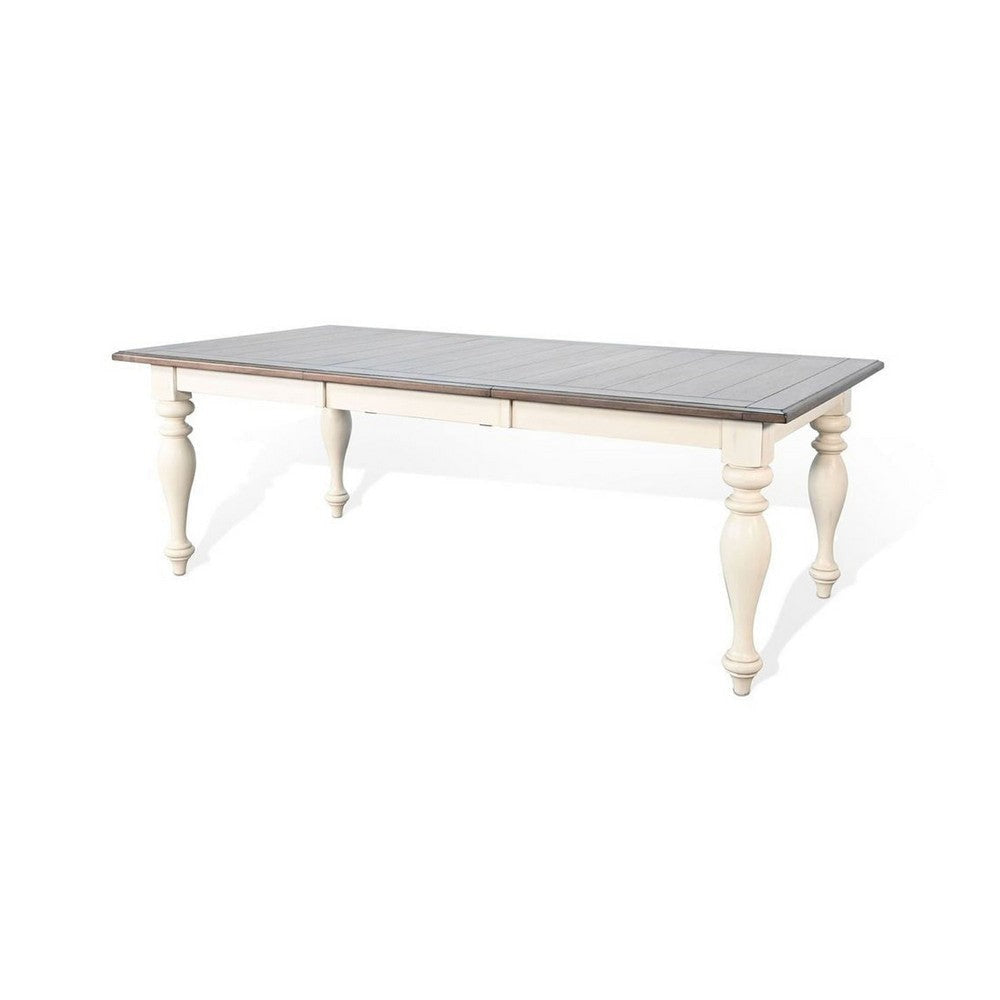 Dean Dining Table | 60- 84’’ Extendable Top Turned Legs | White Mindi Wood BM339886