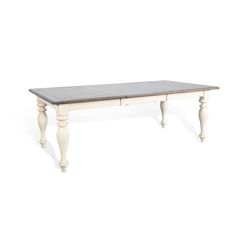 Dean Dining Table | 60- 84" Extendable Top Turned Legs | White Mindi Wood