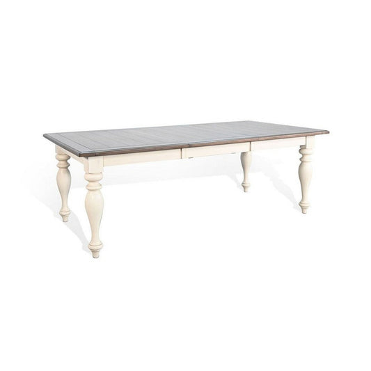 Dean Dining Table | 60- 84" Extendable Top Turned Legs | White Mindi Wood