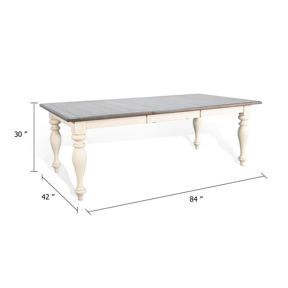 Dean Dining Table | 60- 84’’ Extendable Top Turned Legs | White Mindi Wood BM339886