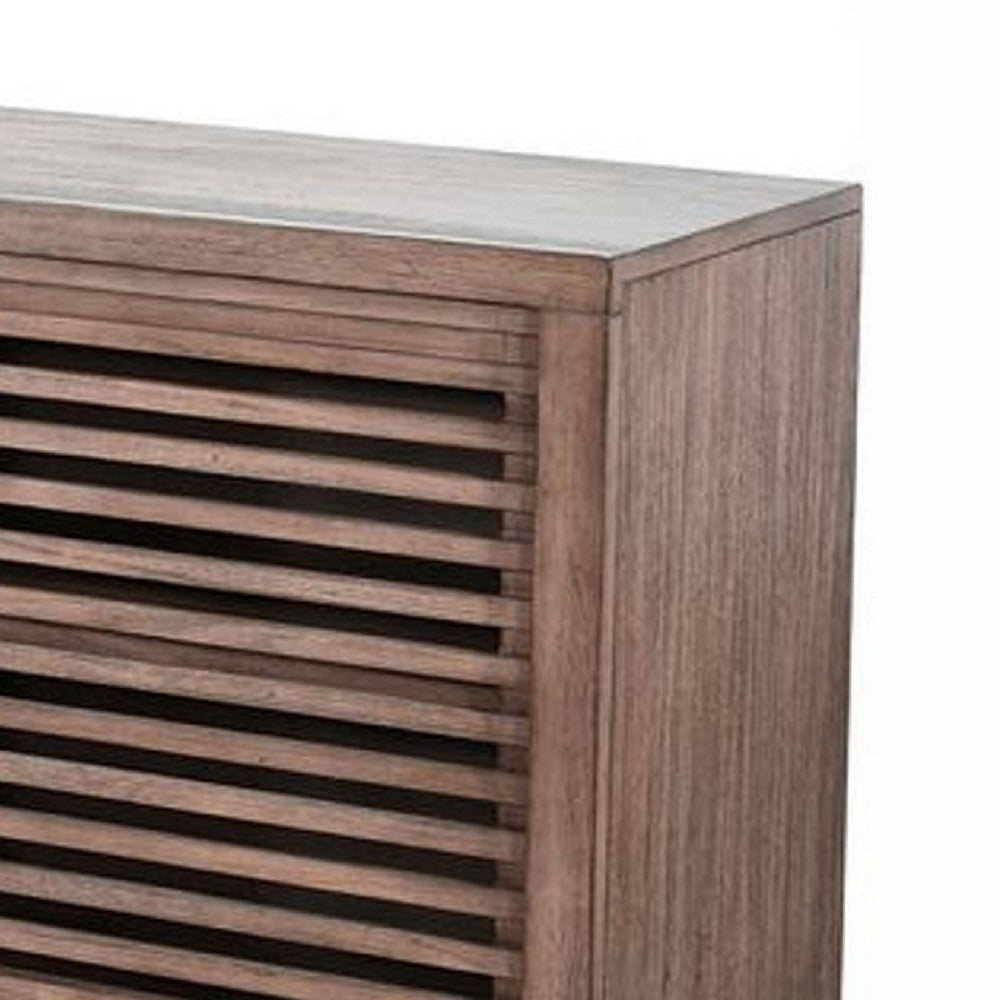 Jave TV Stand Media Cabinet | Slatted Doors & Shelves | Brown 75’’ BM339888
