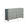 Azael Wide Dresser Chest | 4 Large & 3 Small Drawers | Blue Wood BM339894