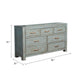 Azael Wide Dresser Chest | 4 Large & 3 Small Drawers | Blue Wood BM339894