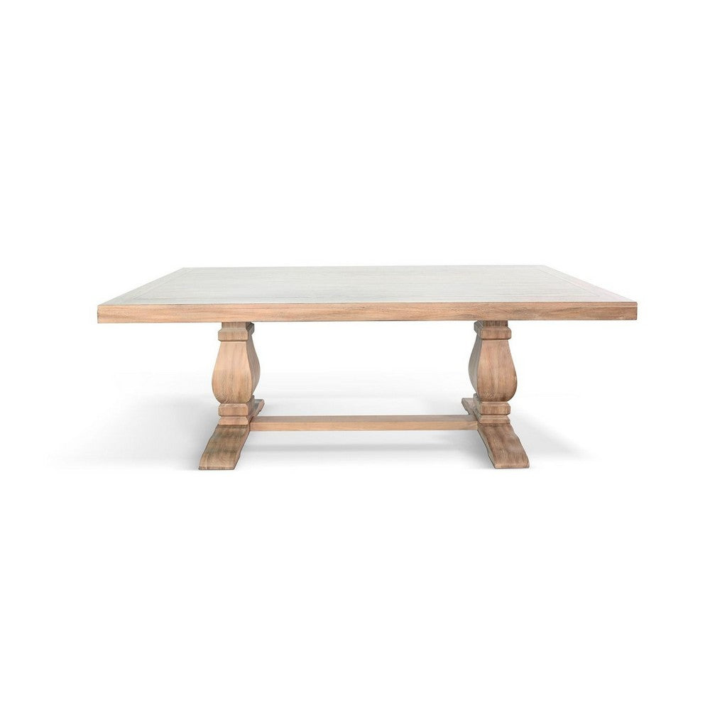 Anna Dining Table | Carved Legs | Natural Wheat Wood | 84" Rectangular