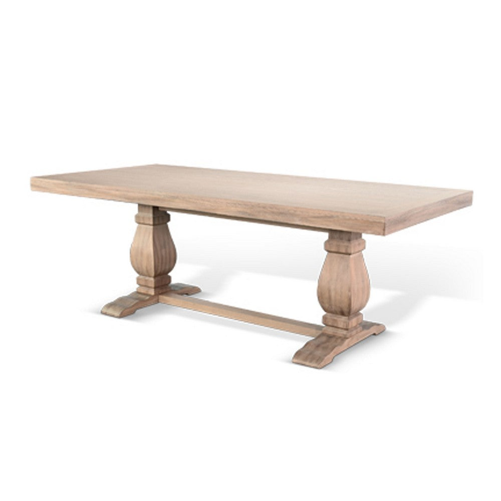 Anna Dining Table | Carved Legs | Natural Wheat Wood | 84" Rectangular
