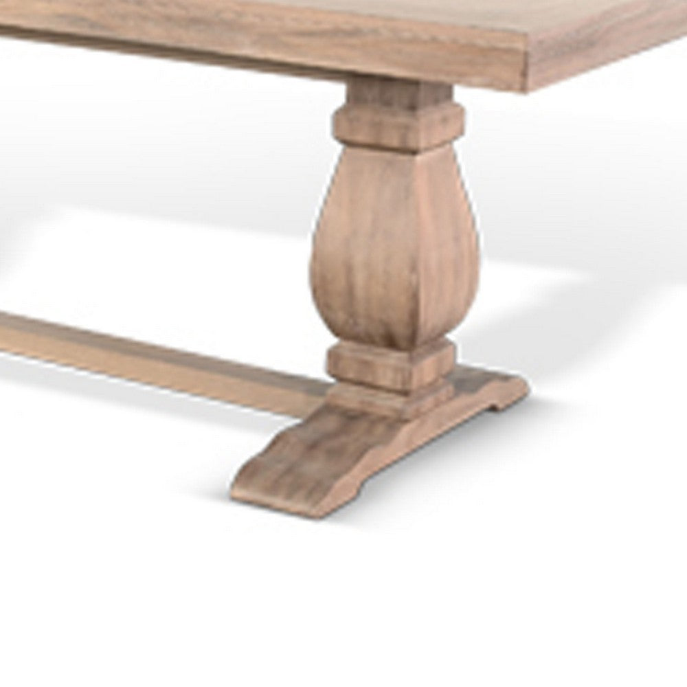 Anna Dining Table | Carved Legs | Natural Wheat Wood | 84" Rectangular