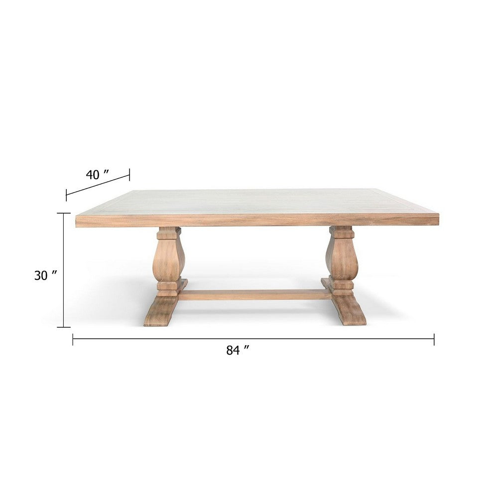 Anna Dining Table | Carved Legs | Natural Wheat Wood | 84" Rectangular