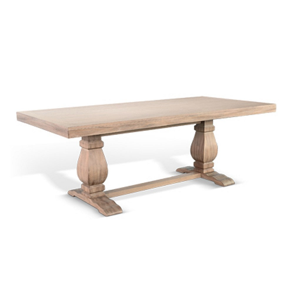 Anna Dining Table | Carved Legs | Natural Wheat Wood | 84" Rectangular