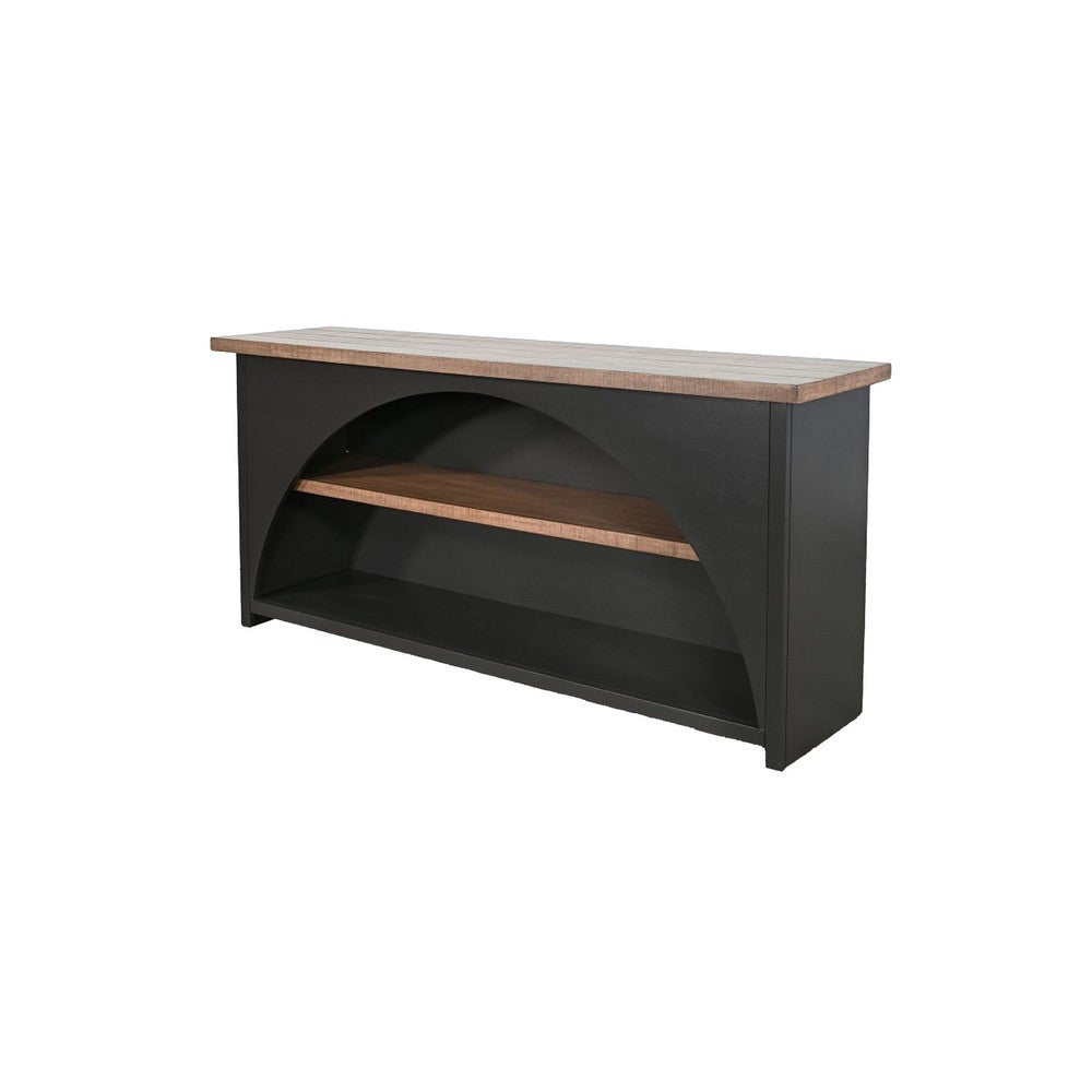 Jenne Server | Arched Cutout | Middle Shelves | Black Mahogany Wood BM339896