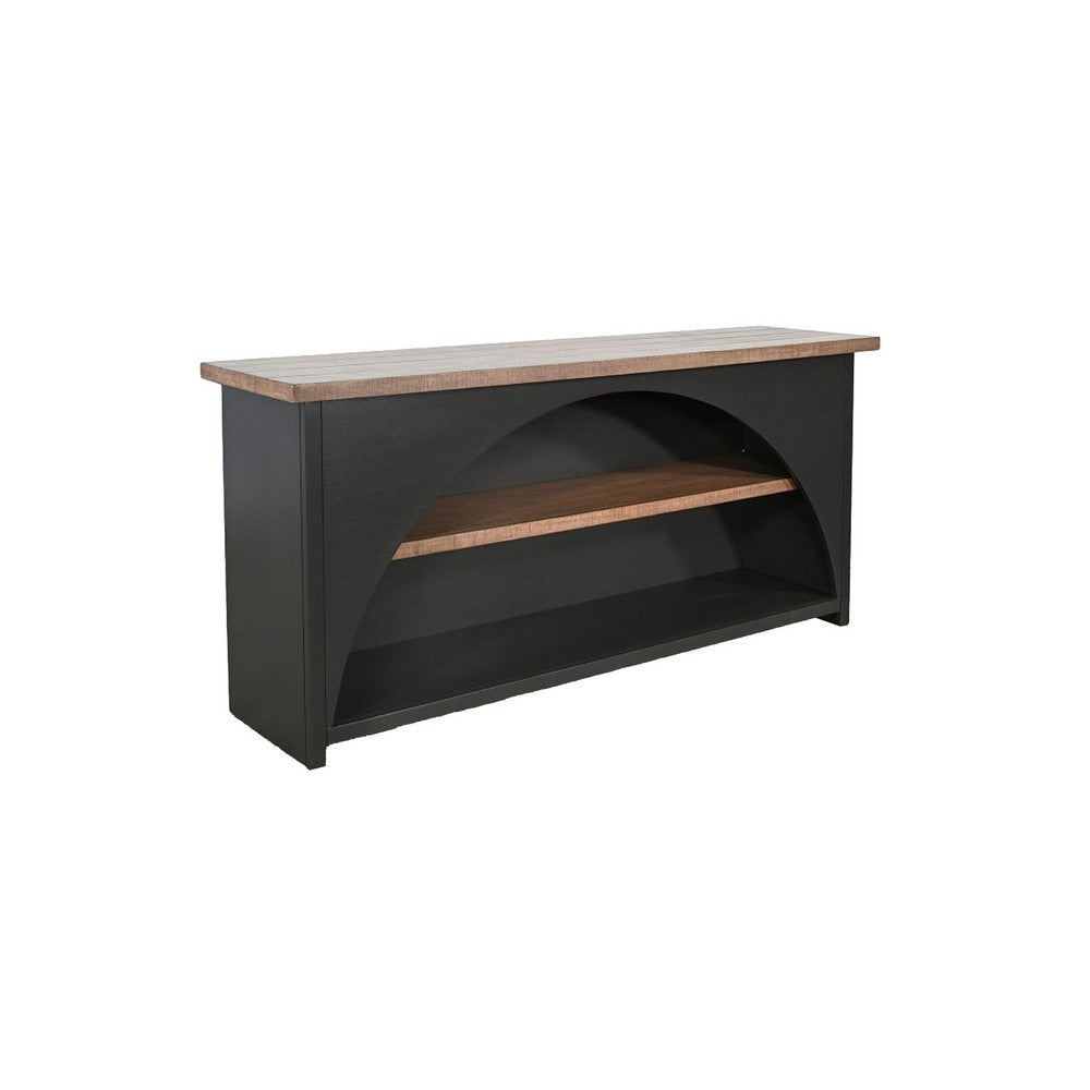 Jenne Server | Arched Cutout | Middle Shelves | Black Mahogany Wood