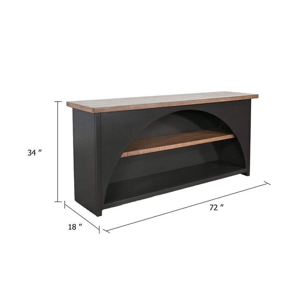 Jenne Server | Arched Cutout | Middle Shelves | Black Mahogany Wood