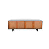 Addy Sideboard Accent Cabinet | 4 Natural Woven Cane Doors | Black Mahogany