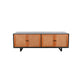 Addy Sideboard Accent Cabinet | 4 Natural Woven Cane Doors | Black Mahogany