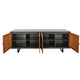 Addy Sideboard Accent Cabinet | 4 Natural Woven Cane Doors | Black Mahogany BM339898