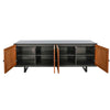Addy Sideboard Accent Cabinet | 4 Natural Woven Cane Doors | Black Mahogany