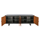 Addy Sideboard Accent Cabinet | 4 Natural Woven Cane Doors | Black Mahogany