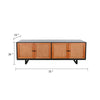 Addy Sideboard Accent Cabinet | 4 Natural Woven Cane Doors | Black Mahogany