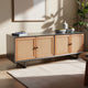 Addy Sideboard Accent Cabinet | 4 Natural Woven Cane Doors | Black Mahogany