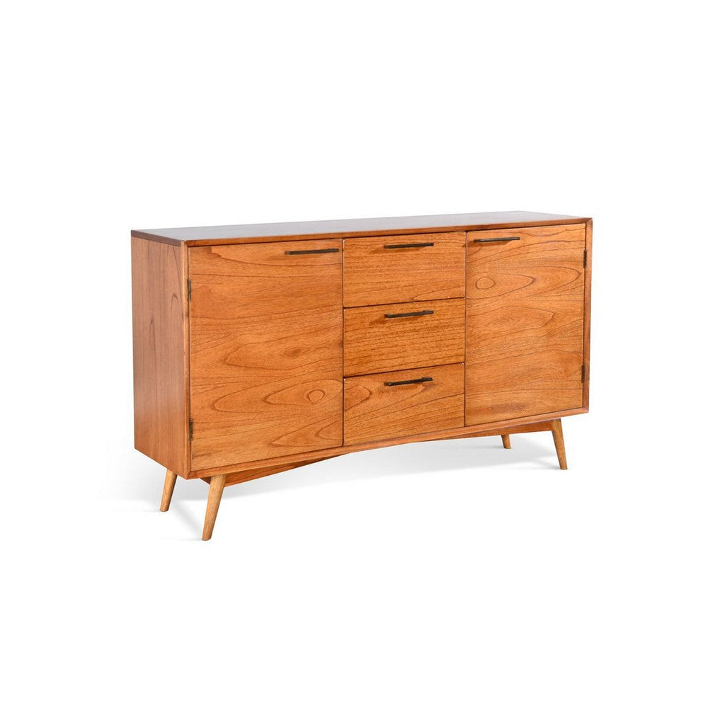 Anara Sideboard Buffet Console | 2 Cabinet Doors | Brown Mindi Wood